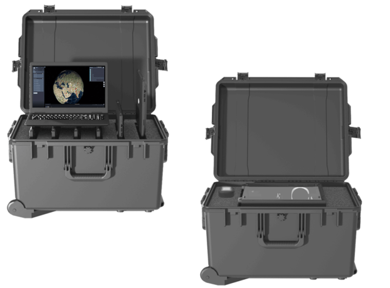 Two military deployable kits open with laptop showing edge computing capabilties.