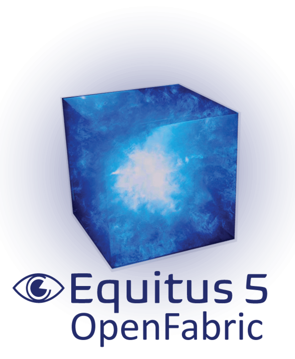 Equitus tesseract cube with Equitus 5 OpenFabric logo